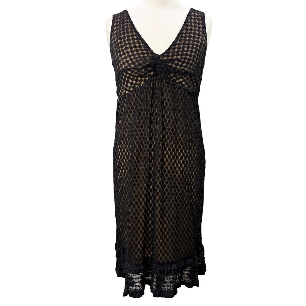 Max Studio Size S Babydoll Dress Y2K Sheer Mesh Black Polka Dot Whimsigoth